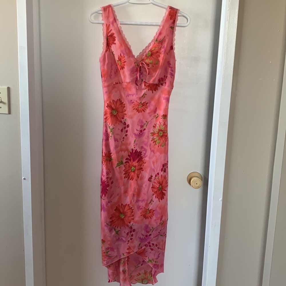 Pink Floral Midi Dress